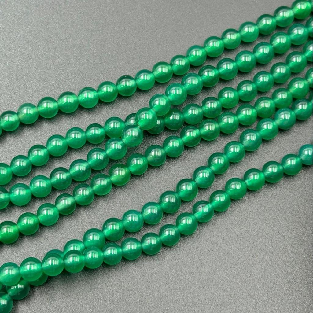 Imperial Green Chalcedony Agate Round Beads for DIY Jewelry & Accessories, Baroque Style