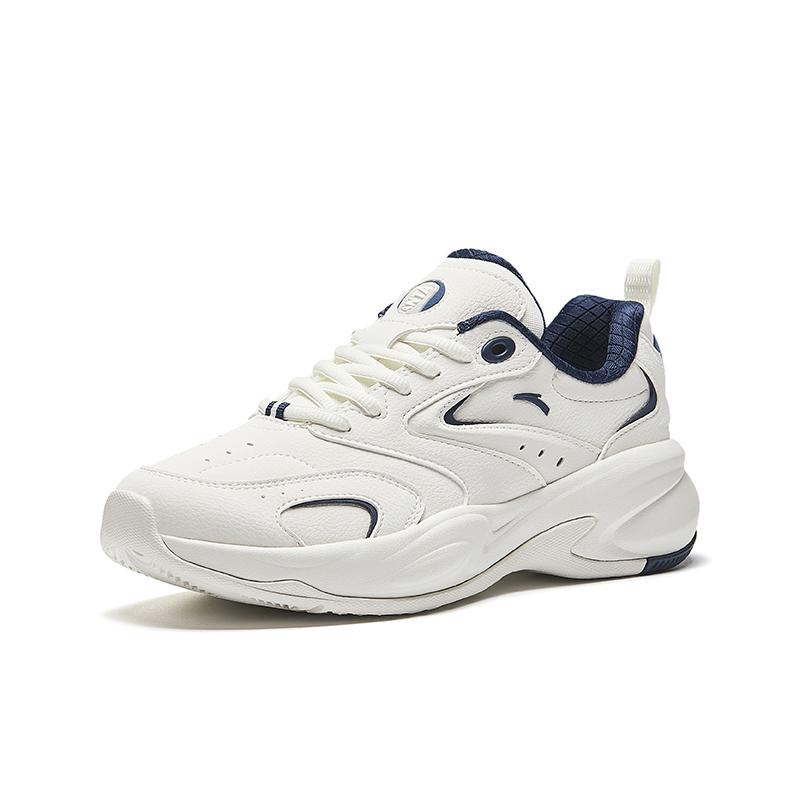 Anta ACE Slip Resistant Abrasion Resistant Low Top Casual Running Shoes Women's Ivory White/New Ink Blue Sneakers