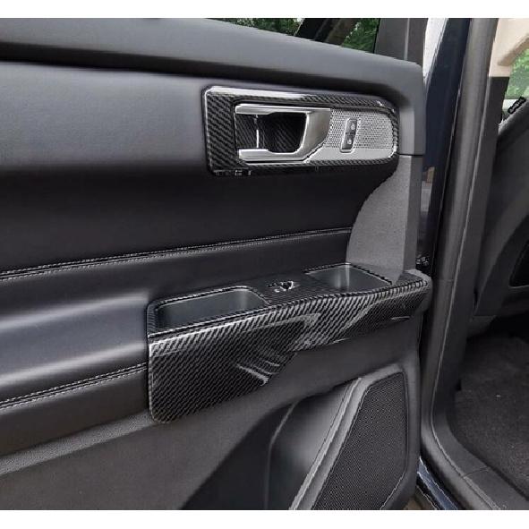 For Ford Explorer 2020-2022 ABS Carbon Fiber Interior Door Bowl Cover Trim 4pcs