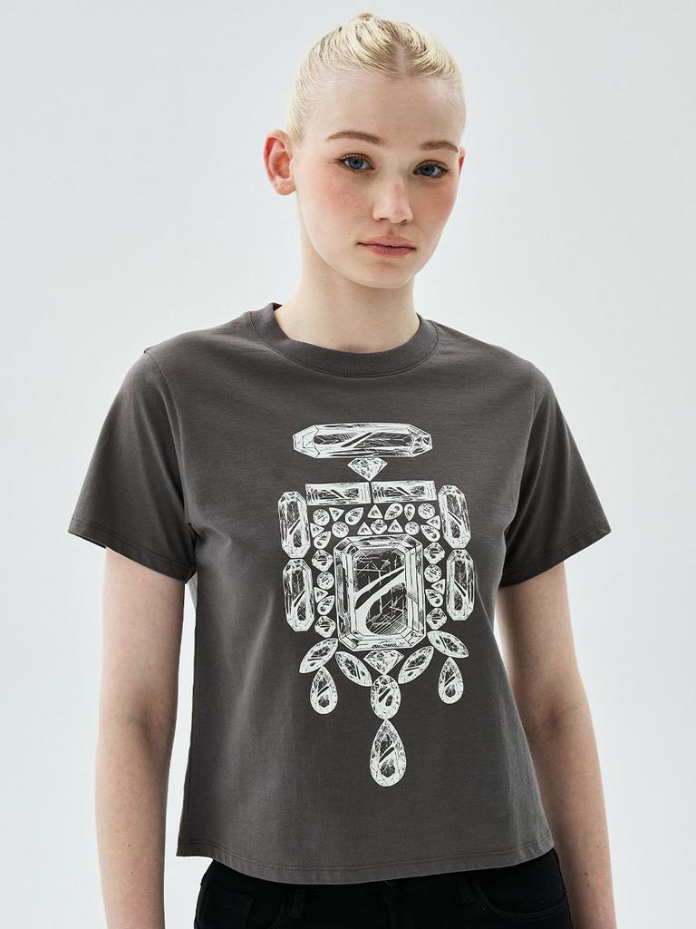[mardimercredi] Slim T-shirt Bijou_Charcoal White