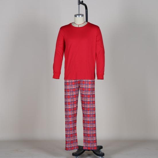Christmas Family Matching Pajamas Set Long Sleeve Pullover Top Plaid Pants Pjs Sleepwear Set Soft Holiday Loungewear for Women Men Kids