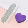 12Pcs Glitter Nail Care Kit - Heart-Shaped Buffer, Crystal Rod, And Double-Sided File For Nail Art And Pedicures