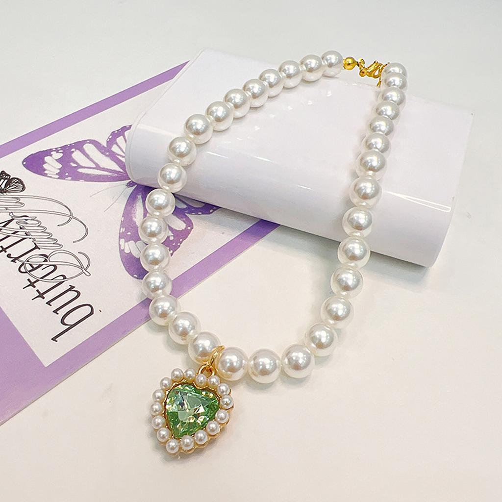 Luxury Pearl Pet Collar Pet Cat Dog Collar Love Pendant Pet Supplies Love Crystal Collars Kitten Collars Cat Necklace