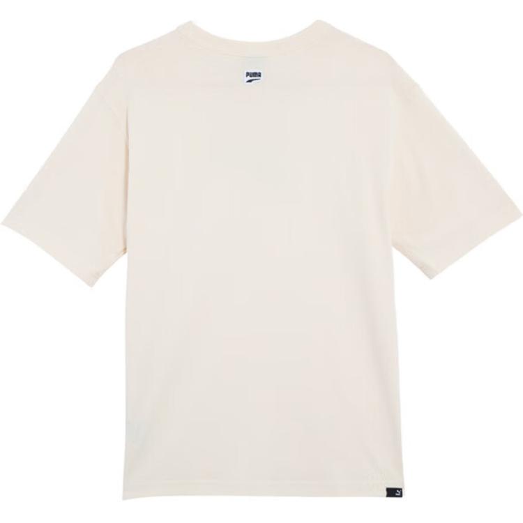 Puma Letter Logo Printed American Style Crew Neck Pullover Casual Short Sleeve T-Shirt Unisex T-Shirt Almond 535359-87