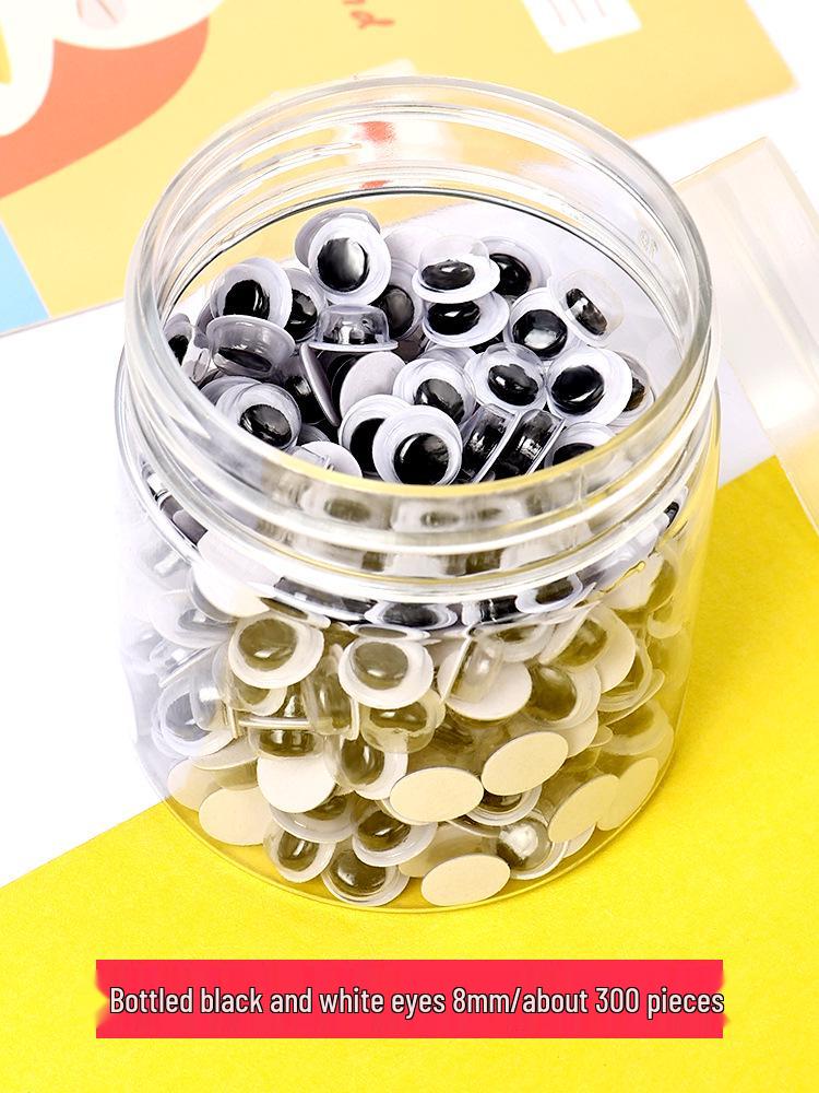 Handmade Self-Adhesive Googly Eyes with Eyelashes - Black, White & Colored Movable Plastic Eyes for DIY Projects