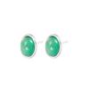 S925 Sterling Silver Green Chalcedony Egg-Shaped Earrings - Elegant, Retro, Versatile Women's Accessories for Mother's Day.
