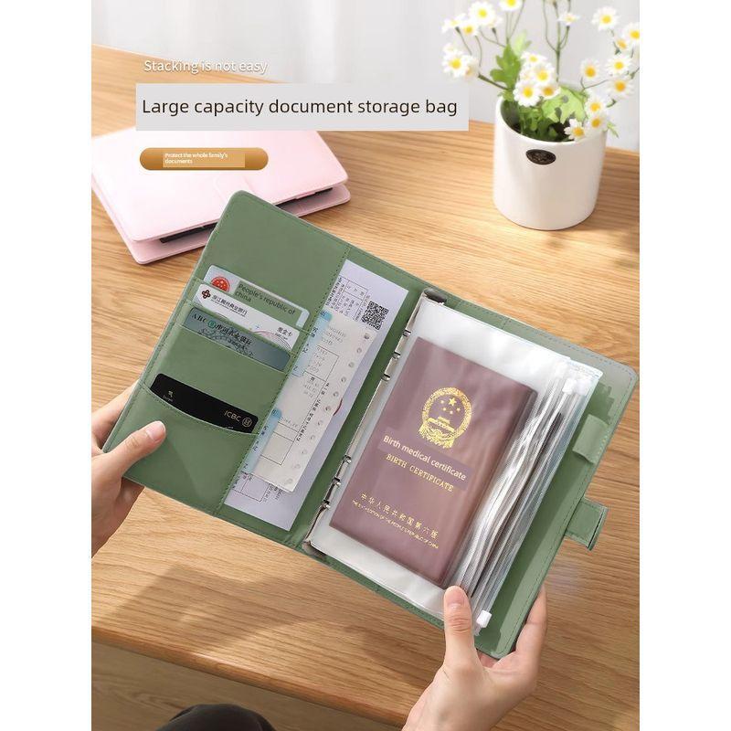 File Bill Passport Birth Certificate Vaccine This File Bag Card Bag Storage Book Loose-Leaf A4 Manual Information Folder Protective Cover Zipper Bag