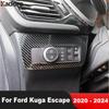 For Ford Kuga Escape - 2024 Carbon Fiber Car Head Light Lamp Switch Button Panel Cover Trim Interior Accessories