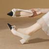 Gentle shoes pointed head shallow mouth thick heel single shoes women bow temperament versatile high heels women