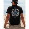 European Sizes Wolf Tribal Symbol Norse Design, Back Printing - Men'S Casual Fashion T-Shirt - Crew Neck Design