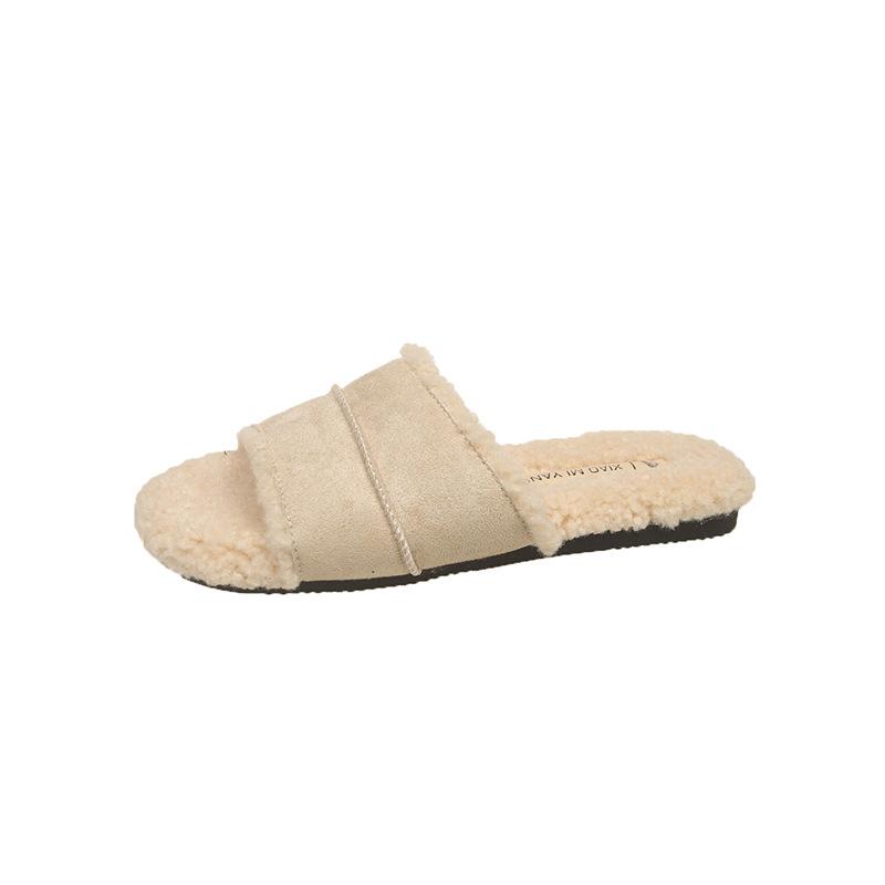 Internet celebrity Mao Mao slippers women's fashion wear 2025 autumn and winter new retro soft flat bottom home lazy one-word cotton mop