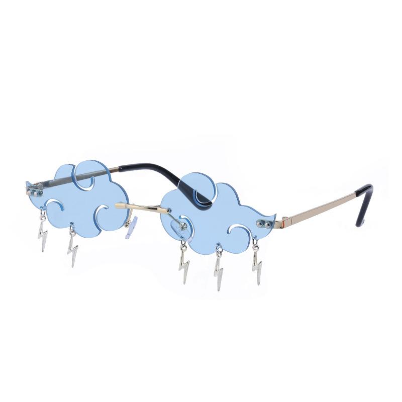Lightning Pendent Sunglasses Funny Clouds Shaped Sunglasses Rim-Free Sunglasses 90s Disco Party Spectacles Sun Spectacles Steampunk