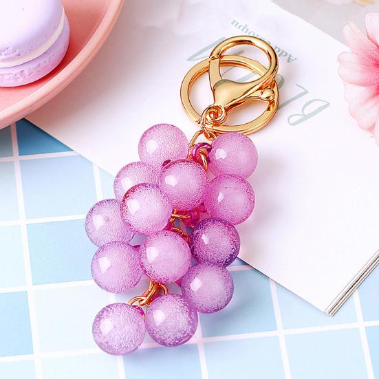 Keychain Pendant Transparent Grape Shape Acrylic Key Chain with with Lobster Clasp Easy To Hang Key Holder Backpack Car Accessory