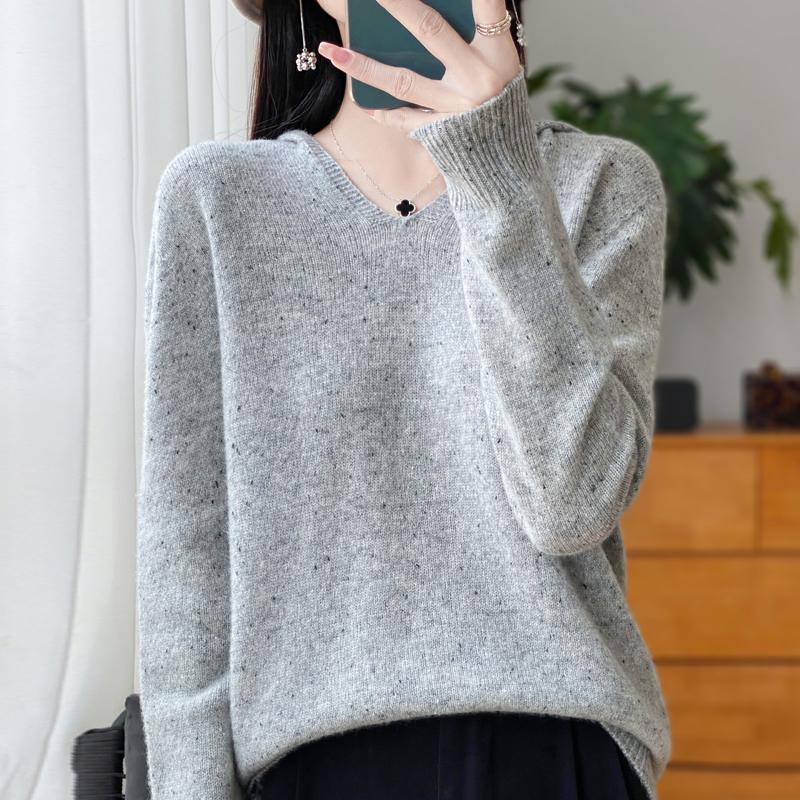 Damer Strikket Hettegenser 100% Ull Genser MODERN NEW SAGA Vinter Strikket Pullover Genser Myke Varme Ullgensere Jumper Strikket Topp