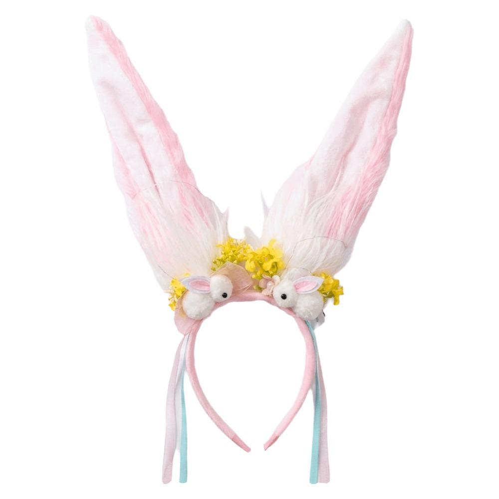 Flower Rabbit Hair Band Plush Rabbit Ear Hair Ornament Funny Mid-Autumn Festival Headband Festival