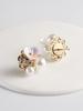 European American Crystal Shell Flower Pearl Stud Earrings