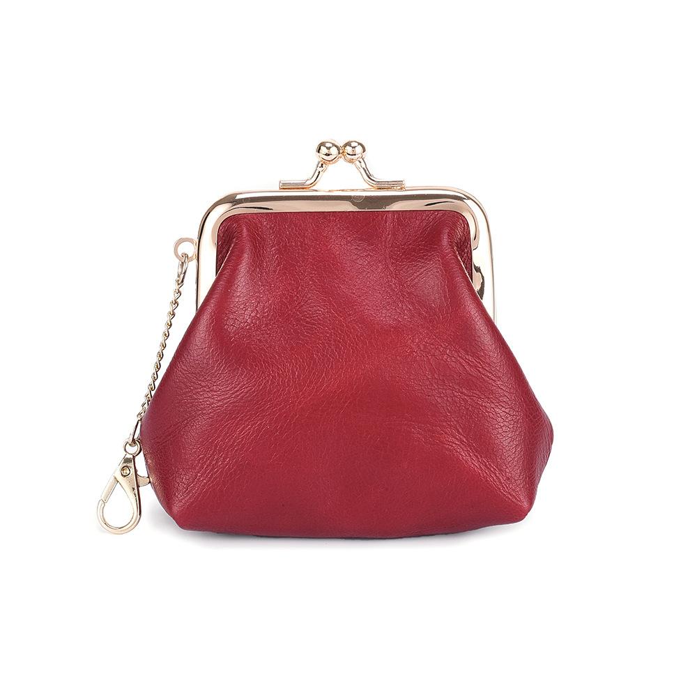 Retro clip change bag women's European and American, first layer oil wax cowhide Ins small earphones coin bag storage bag