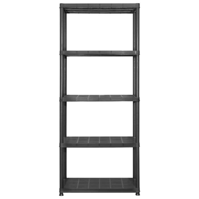 VidaXL Étagère de rangement à 5 niveaux Noir 213x38x170 cm Plastique