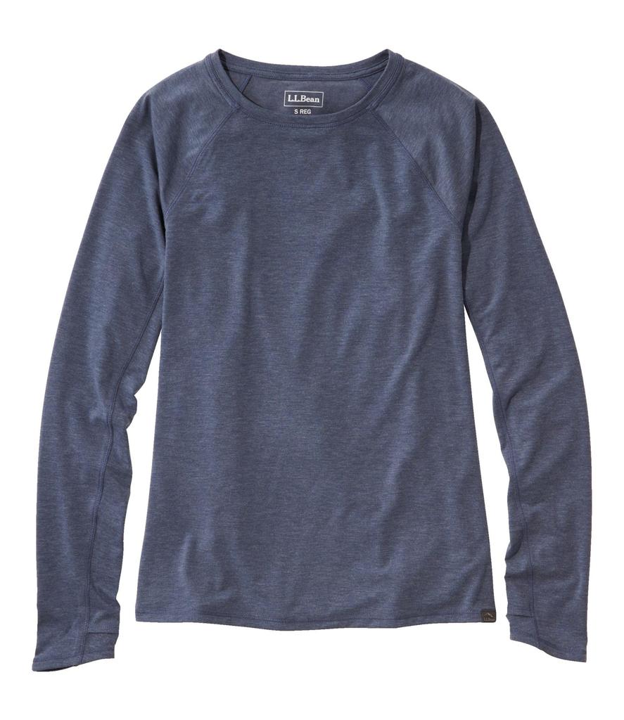 LL Bean Everyday Sunsmart Long Sleeve Crew US Size Nautical Navy 1000216100 Women's Tee, Neck, Fit, Regular, Small, Blue,