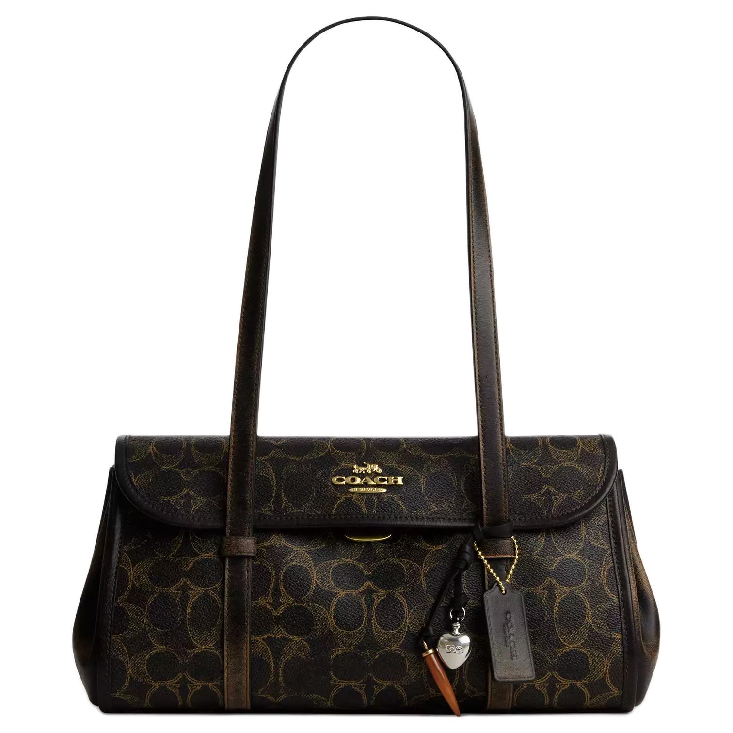 

Coach Bridget 16 Monogram Coated Canvas Tote Shoulder Bag Small Women bags Gold Brown CDY20-IMBRN Basic Set (Bag+Dust Bag)