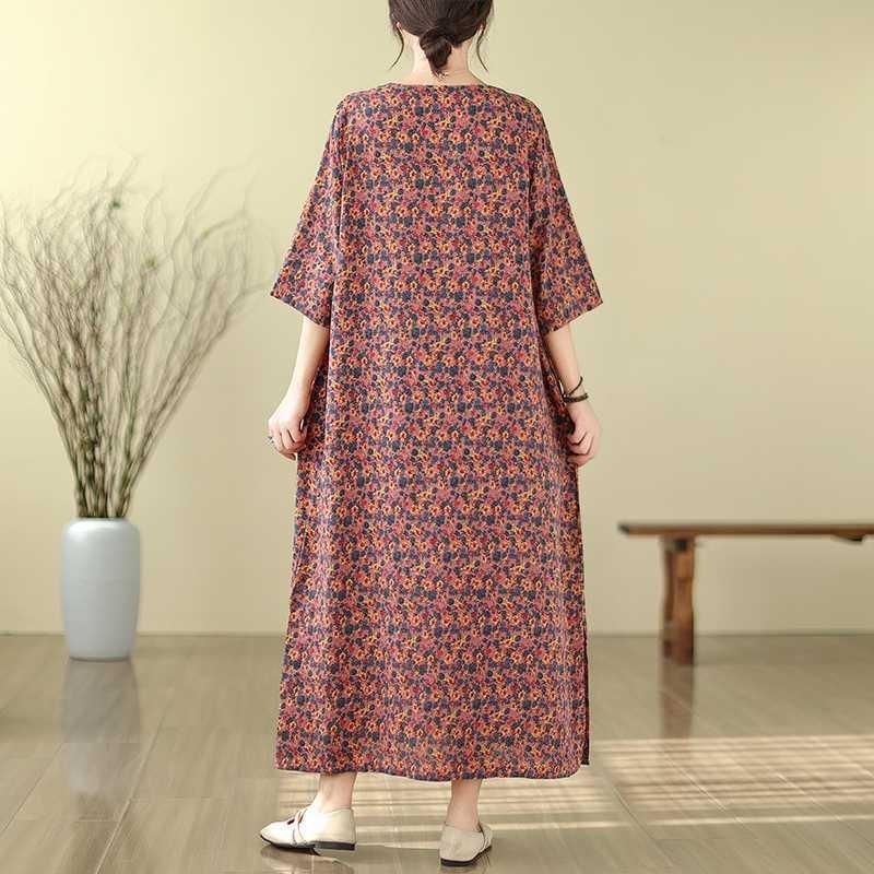 Literary Retro Vacation Style Travel Dress Plus Covering Flesh Skinny V-Neck Long Dresses