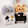 Lovely Square Cat Plush Toy Fluffy Black Cat Pillow Stuffed Little Kitten Animal Plush Doll Kawaii Home Decoration Birthday Gift