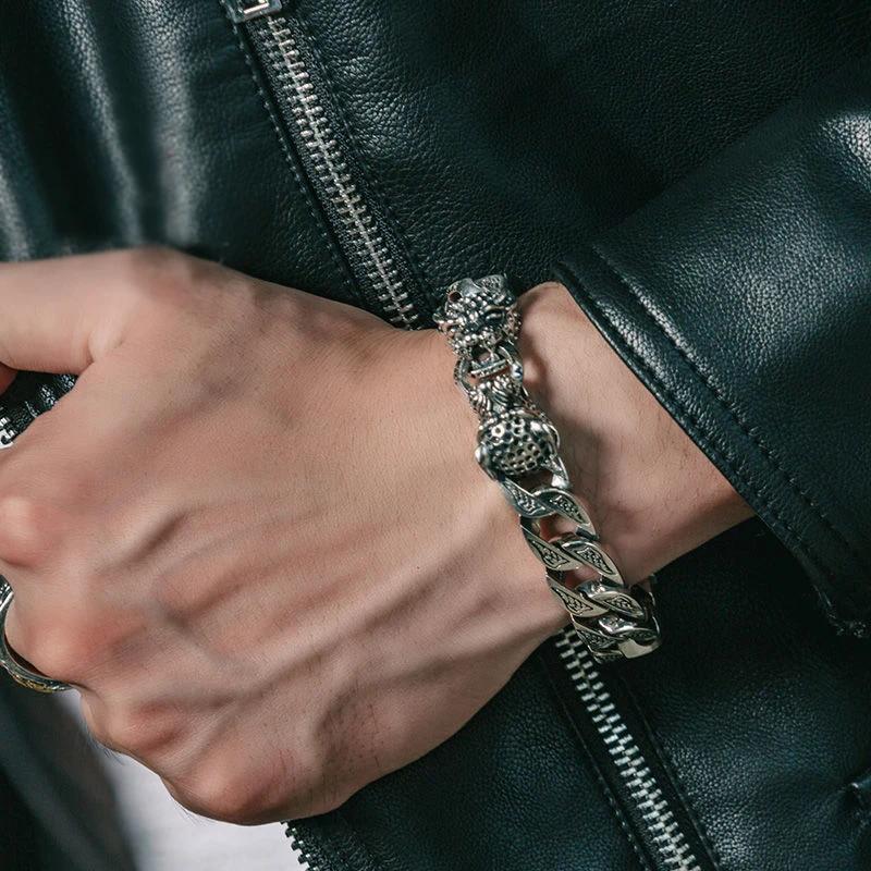 Leopard Horsetail Braided Silver Bracelet Men's and Women's Retro Original Handmade Bracelets for Women Fashion Jewelry