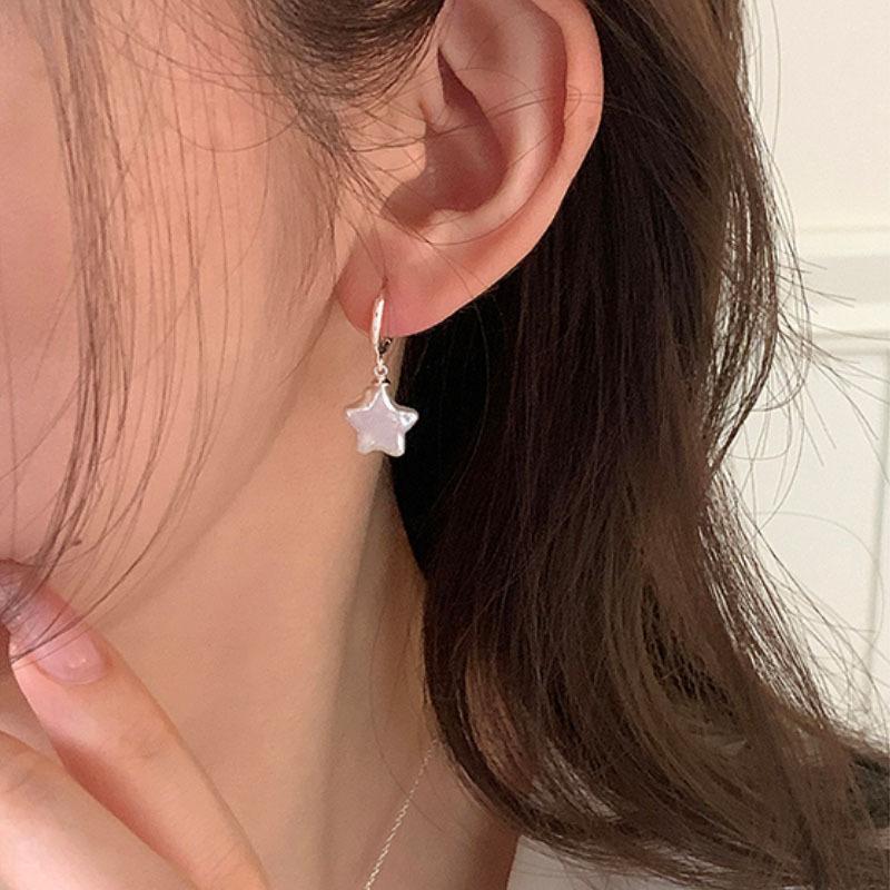 Luxury Curved Shining Zircon Stud Earrings Big Glossy White Round Bead French Grace Ear Jewelry Bridal Wedding Gift
