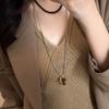 Neuer gefleckter Tigerauge-Stein Pilz Anhänger Lange Vielseitige Schlüsselbein Kette Halskette für Damen Nische Exquisite Accessoires