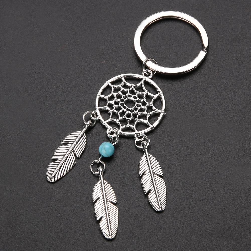 Top Dream Catcher Tone Keychain Silver Ring Feather Tassels Keyring