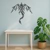 Black Metal Dragon Wall Art, Fantasy Home Decor, Modern Interior Hanging, Rustproof Gothic Decor for Bedroom, Gaming Lounge