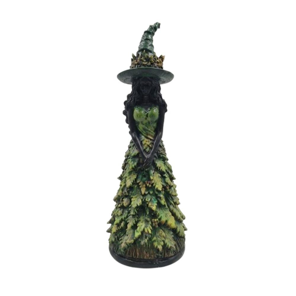 Leaf Gown Halloween Witch Statue Vintage Leaf Witch Resin Ornament Halloween Harvest