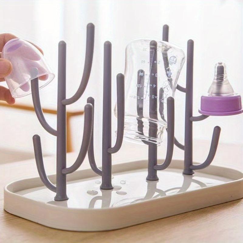 Multi Functional Feeding Bottle and Cup Drying Rack Fits All Bottle Sizes,with Pacifier and Bottle Brush Holder,Ideal for Kitchen,Nursery Drain Rack