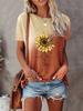 Dandelion Print Women's O-neck T-shirt Urban Street Fashion Women's Loose T-shirt Everyday Casual Elegant Short-sleeved Top