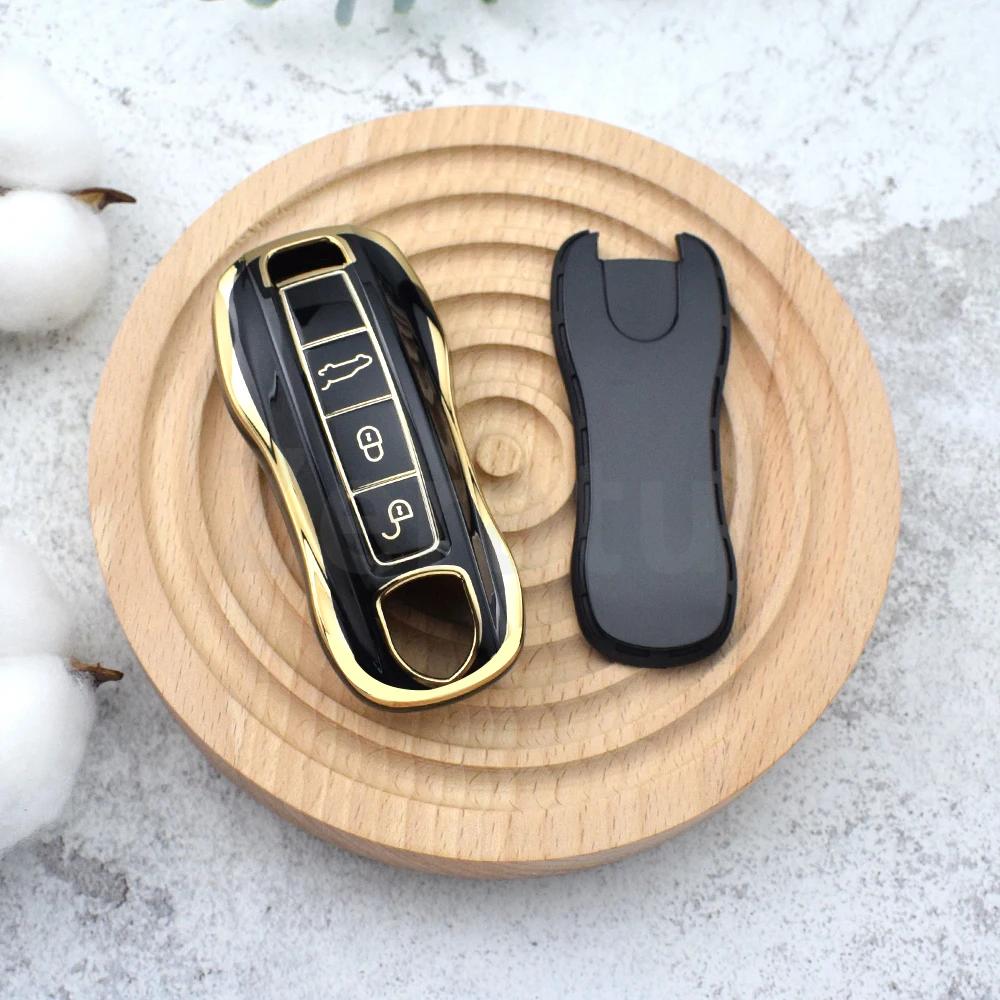 Soft Tpu Car Key Cover Case Bag For Porsche Macan 911 Panamera Cayenne Carrera Taycan Fob Shell Holder Protector Accessories