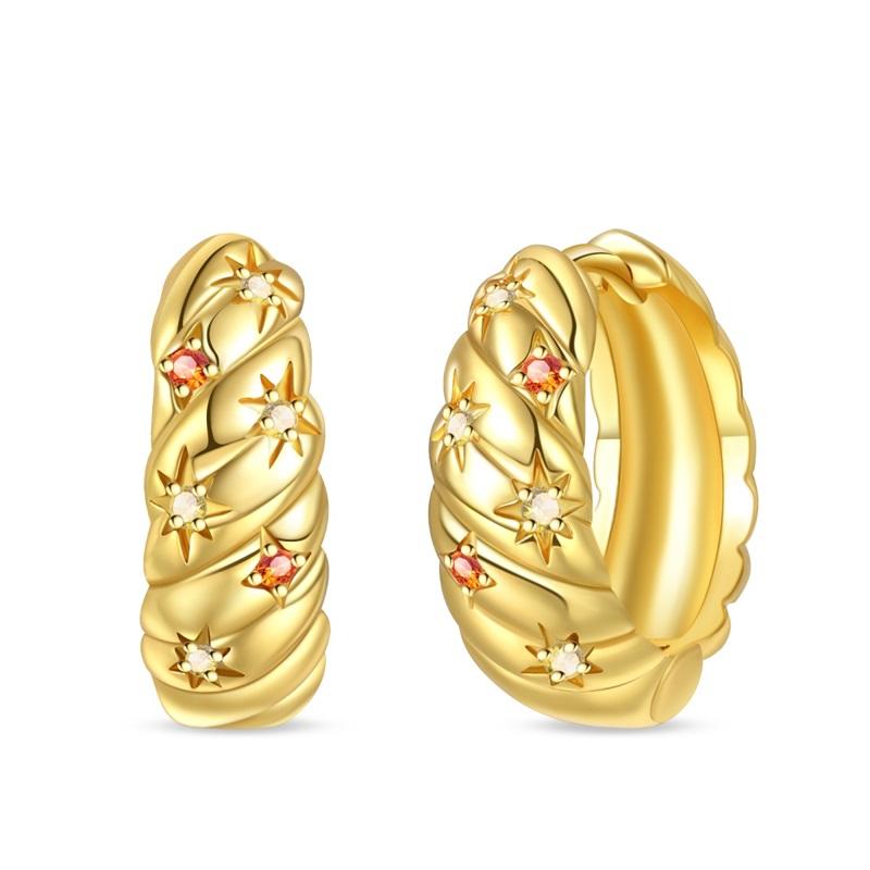 Women's 925 Silver Classic Gold Pearl Inlaid Earrings Elegant Suitable For Engagement Wedding Party Exquisite Jewelry