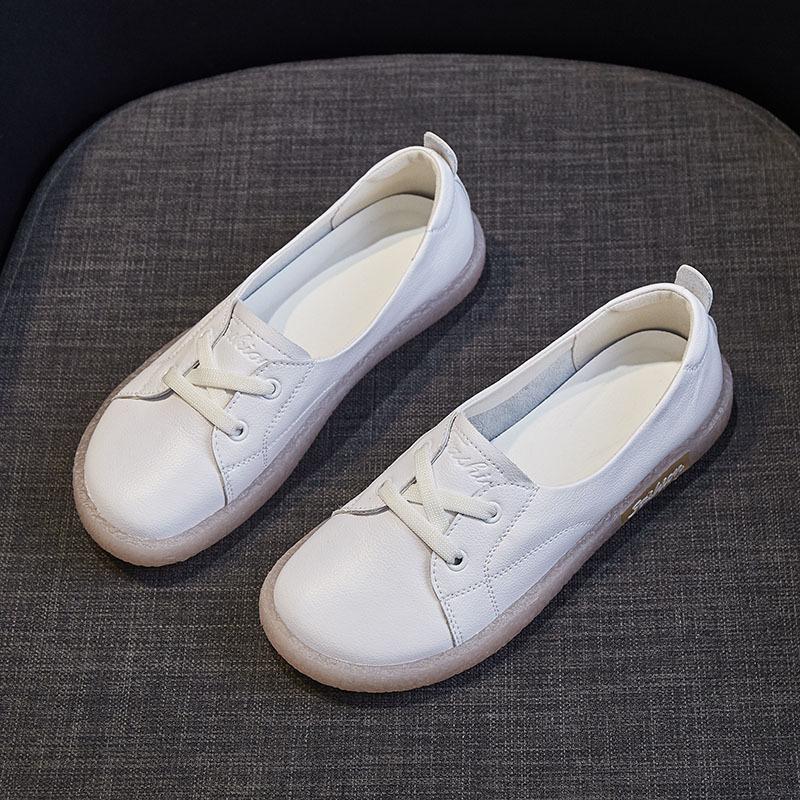 

Versatile Retro Mori Girl Leather Flats - Comfortable, Stylish, Soft Sole, Low-Cut Women s Shoes in Large Sizes. 38 білий