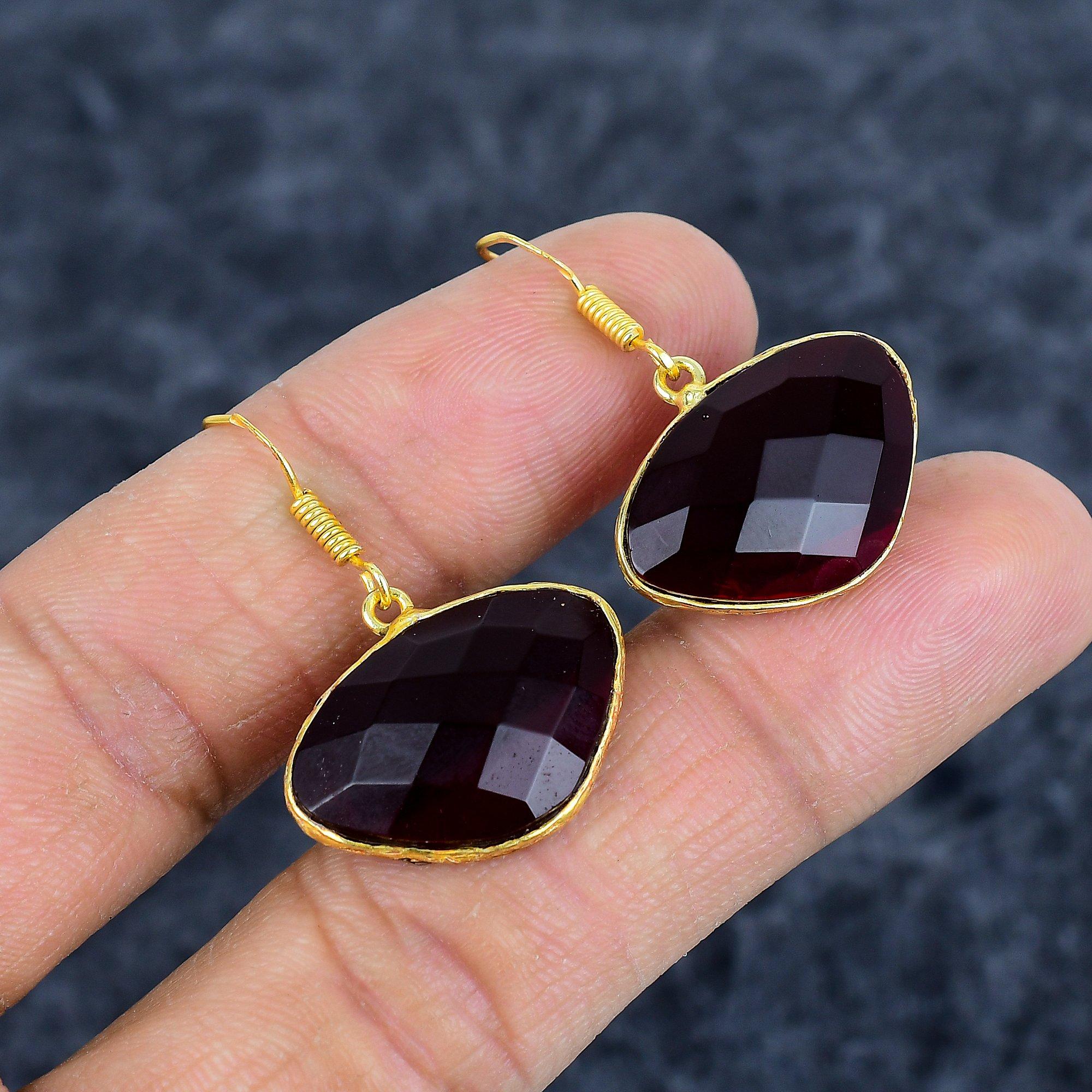 

Black Spinel Gemstone Handmade 925Sterling Silver Jewelry Earring 1.38 M-3121