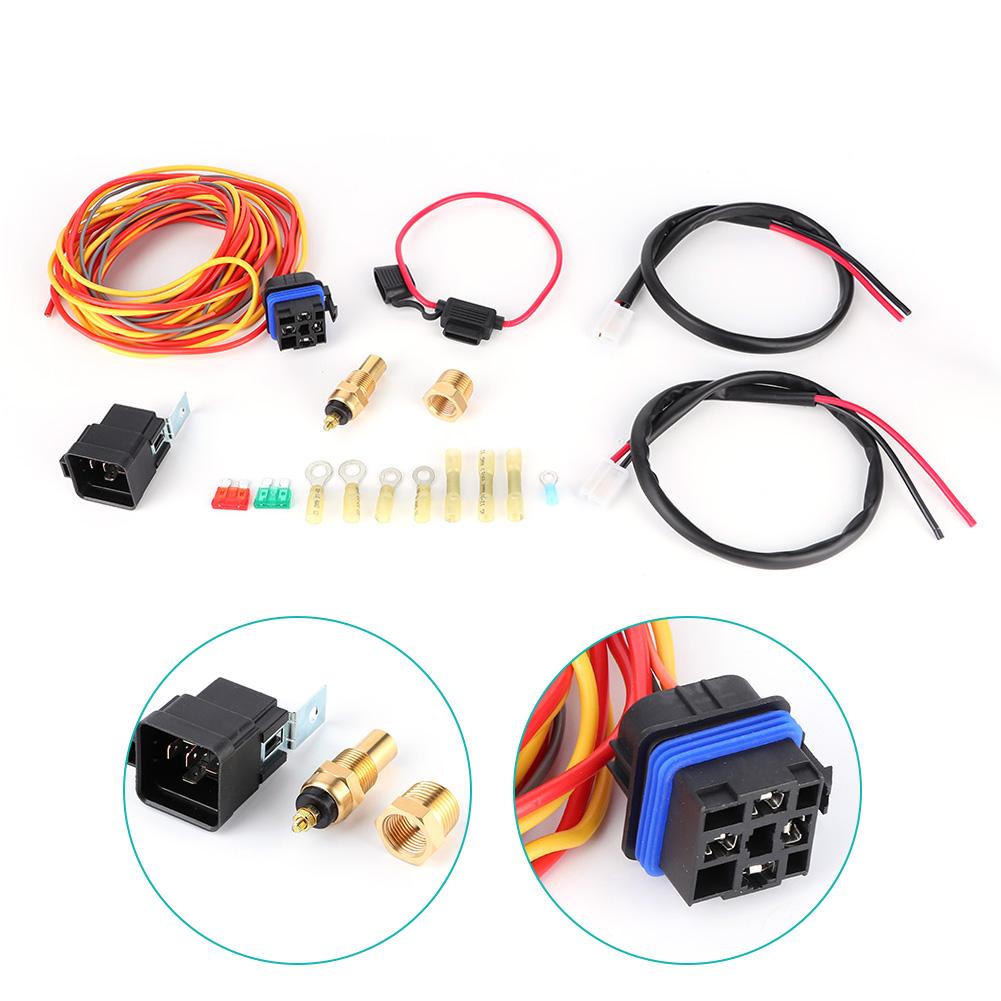 Electric Cooling Fan Wiring Harness Kit Dual Single 165 185 W Thermostat 40 AMP Relay