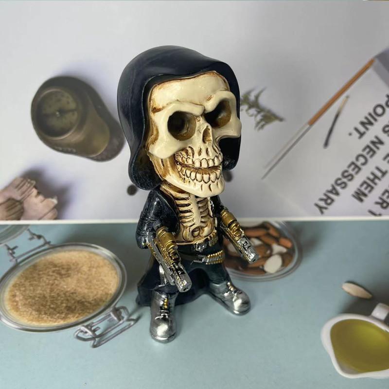 Skeleton Mechanical Harvester Statue Halloween Resin Decoration Gift Holiday