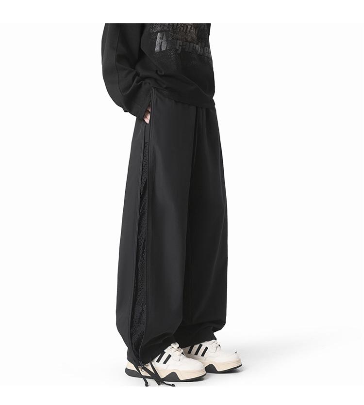 Men's Hong Kong Style Ice Silk Cargo Pants - Summer 2025, Thin, Quick-Drying, Side Zipper, Mesh Casual Pants.