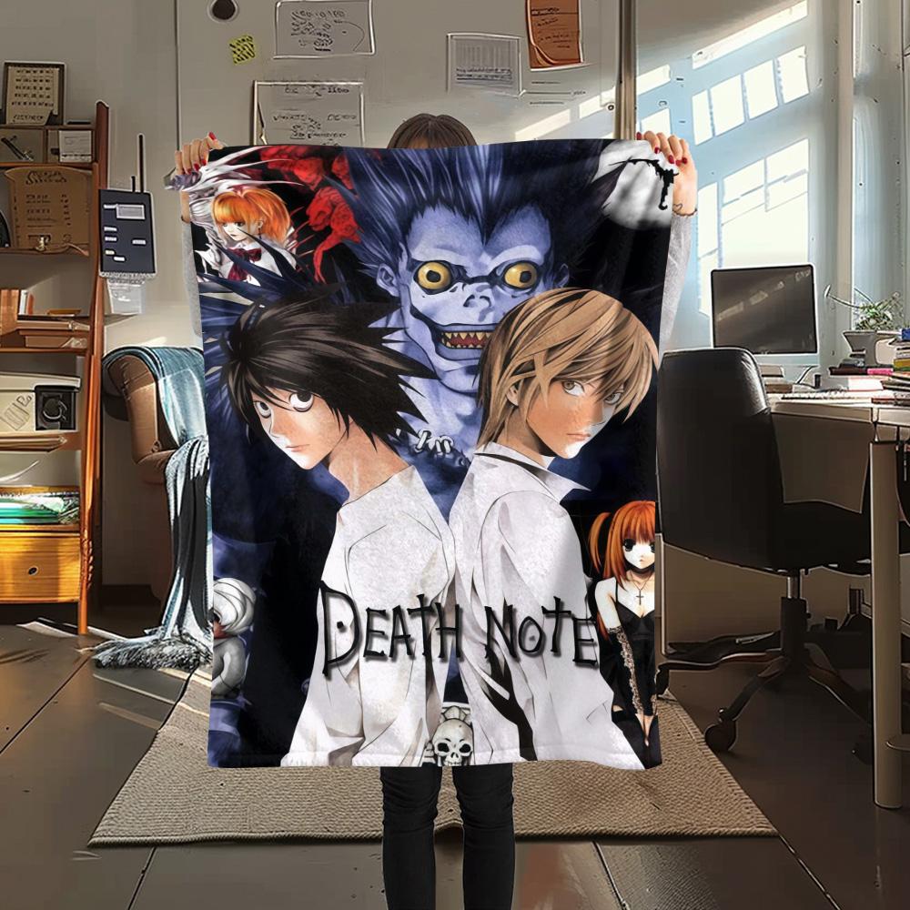 1Pc Death Note Print Flannel Blanket High Quality Warm Comfortable Cover for All Seasons Perfect for Gifts Home Decor