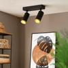 Lampa Sufitowa Nowoczesna Czarna Listwa Ruchome Reflektorki Złote Elementy 2Xgu10 10W Mica Milagro