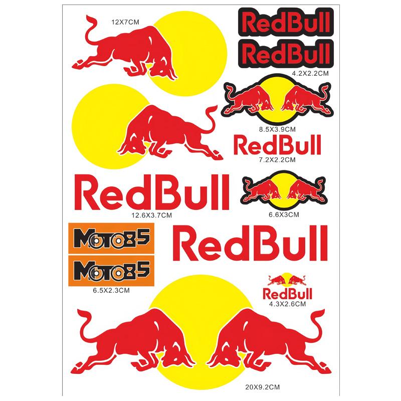 Motorcycle Stickers, Red Bull Events Sponsored Stickers, Plastic Helmet, Car Body, Homemade Decorative Waterproof Sunscreen Stickers Tank