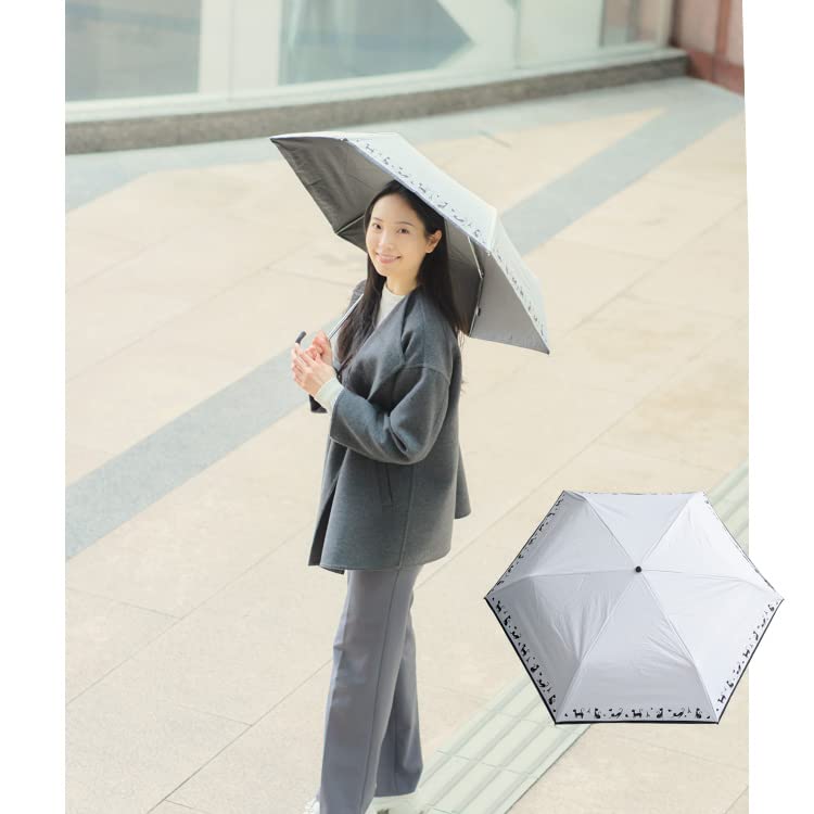 Okamoto Harajuku Store UV Light Completely Light Blocking Sun and Rain UV Blocking Cuts Over of UV Cat Mini White Parasol, Protection, 100% Blocking,