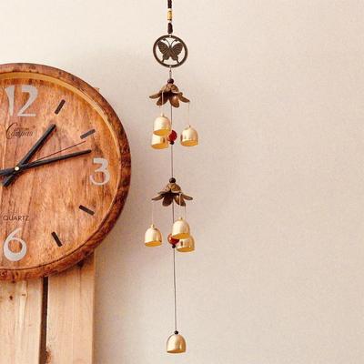 Double Metal Bell Wind Chime Brass Color Anti-Corrosion Hanging Ornament for Patio Yard Indoor Outdoor Use