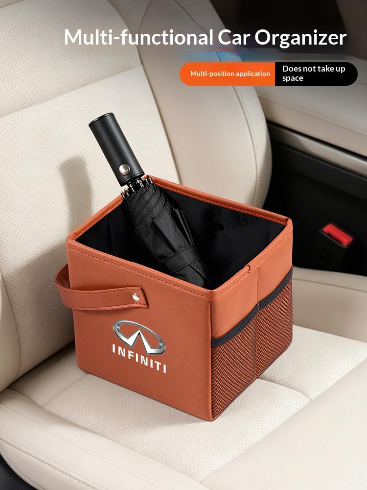 Car Trash Car Trunk Leather Folding Interior Storage Bag Accessory For Infiniti Q30 Q80 Q70 Q60 Q50 QX60 QX50 QX80 QX55 QX70 ESQ lm9