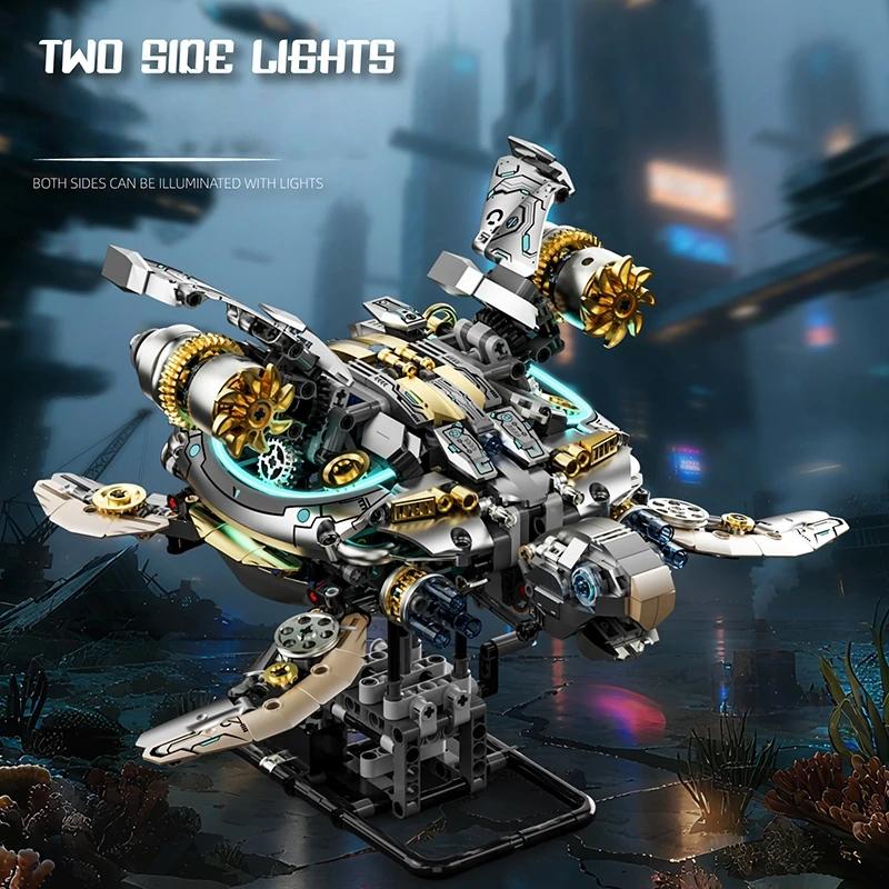 Non-Toxic New Moc Mechanical Sea Turtle Building Blocks Motor Power Ocean Creatures Diy Tabletop Decoration Birthday Christmas Gifts