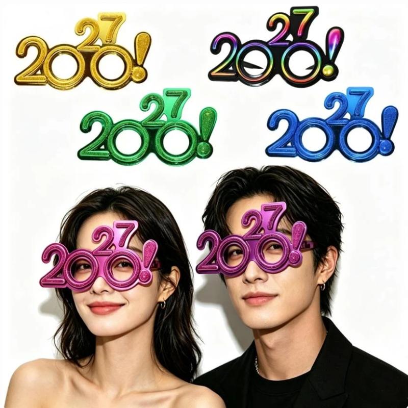 2027 Number Eyeglasses Happy New Year Glasses Diamond Glitter Sunglasses Cosplay Prop Xmas Party Decoration Funny Glasses
