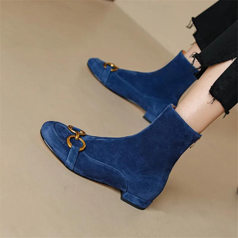 Fashion New Autumn Winter Fashion Short Boots Women Shoe Round Toe Boots Casual Chunky Low Heels Shoes for Women Back Zipper Ankle Boots